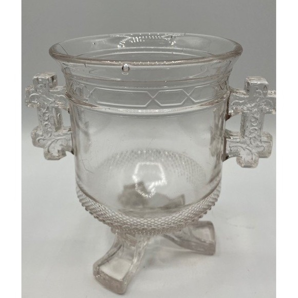 Other - Vintage Clear Pattern Glass LaBelle Queen Anne 3 Footed Sugar Bowl‎ 6"H